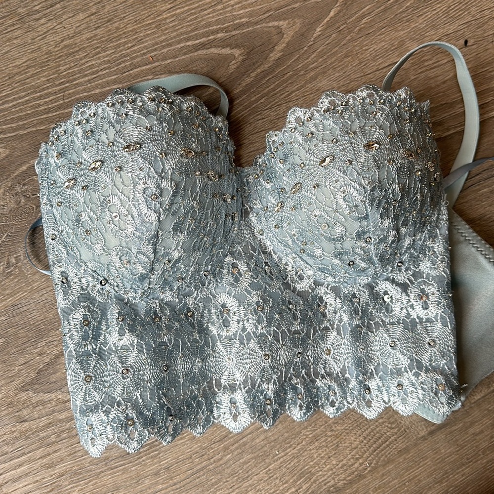 Light Blue Lace Crop Top